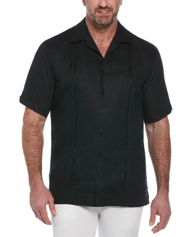 Men's short-sleeve muted sustainable-upcycled top-Big & Tall 100% Linen Classic Guayabera Shirt - Short Sleeve