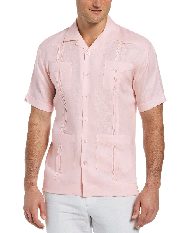 Men's short-sleeve soft trendy-trekking top-Big & Tall 100% Linen Classic Guayabera Shirt - Short Sleeve