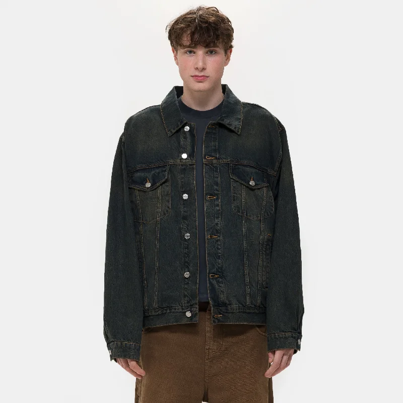 Men's strike ops jackets-Bold Denim Jacket in Blue/Green