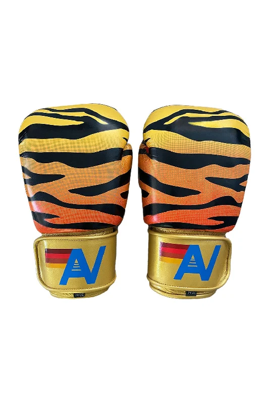 Men's short-sleeve bold rich-sporty-subtle-fuzzy-touch tee-BOXING GLOVES - TIGER // GOLD