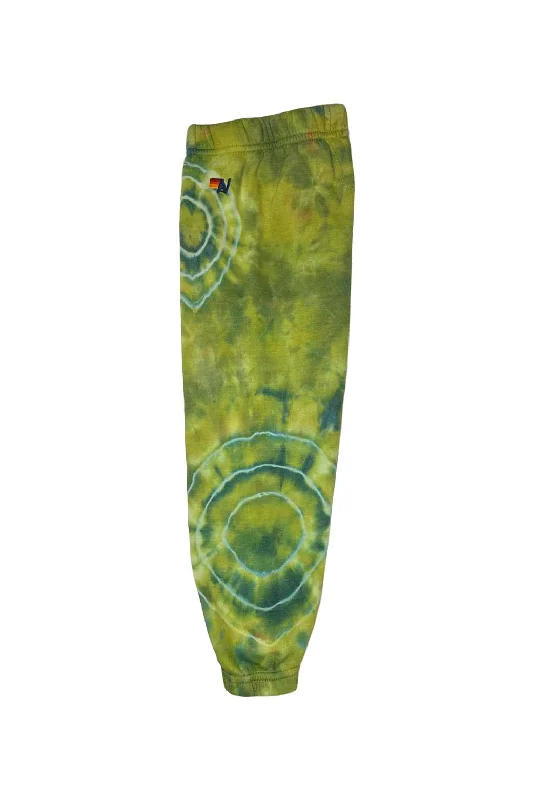 Men's short-sleeve modern vibrant-tropical-cruise shirt-KID'S HAND DYED SWEATPANTS - TIE DYE GREEN YELLOW