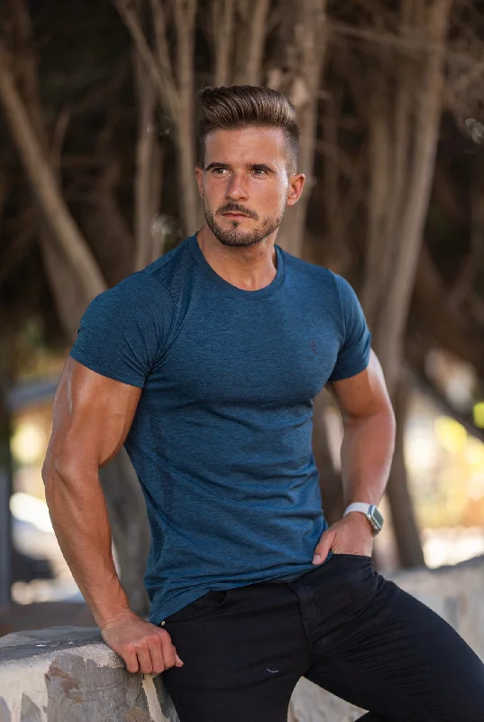 Men's short-sleeve deep old-weathered shirt-Father Sons Short sleeve Navy crew gym top - FSM027