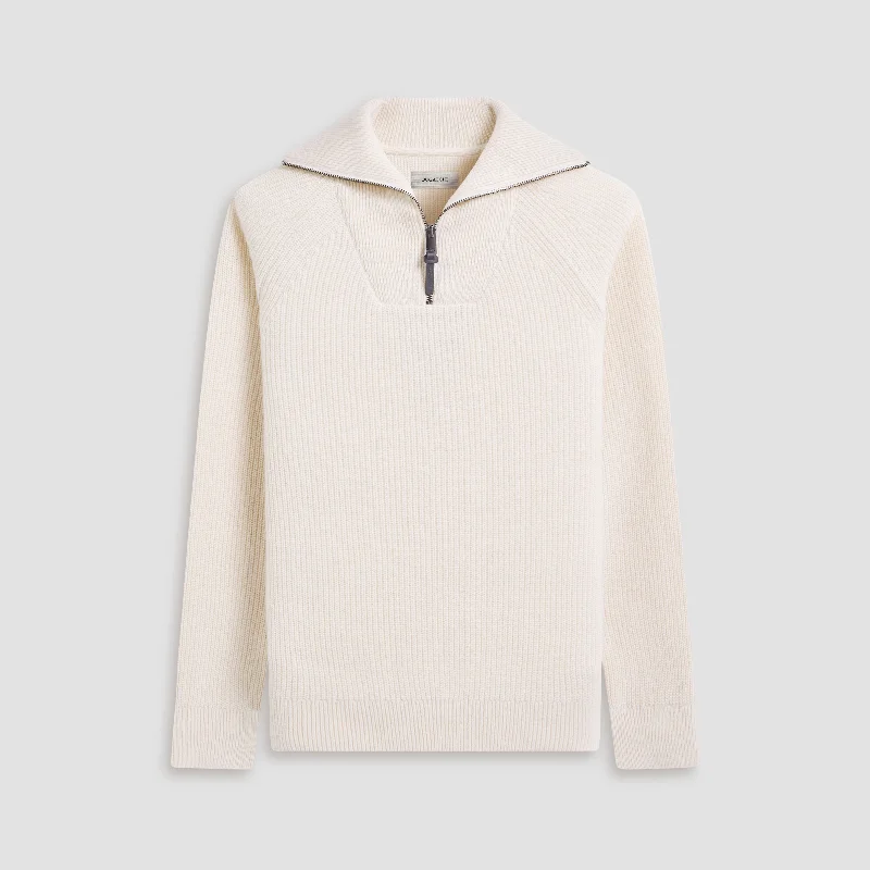 Fisherman Rib-Stitch Quarter-Zip Sweater