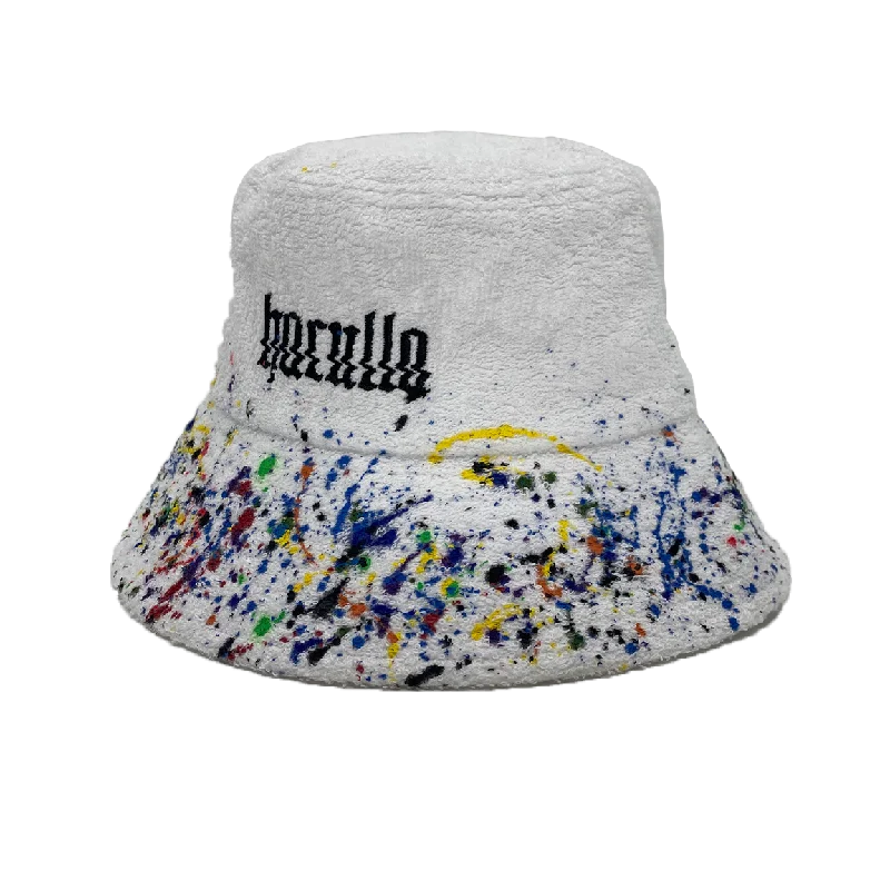 Men's short-sleeve tropical retro-cool-rugged-dull-cream top-GLITCHED HACULLA  BUCKET HAT