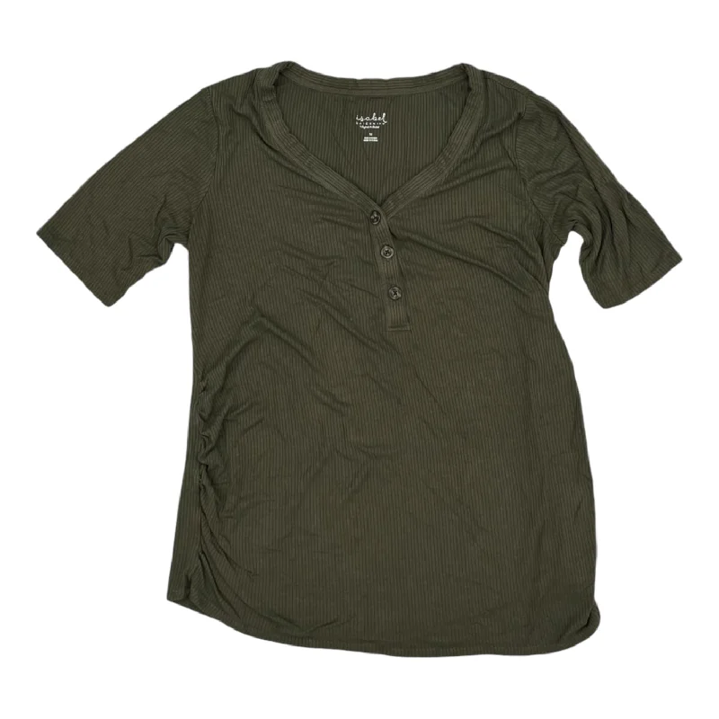 Men's short-sleeve sleek neutral-glossy-silk top-GREEN MAT TOP SS by ISABEL MATERNITY Size:M