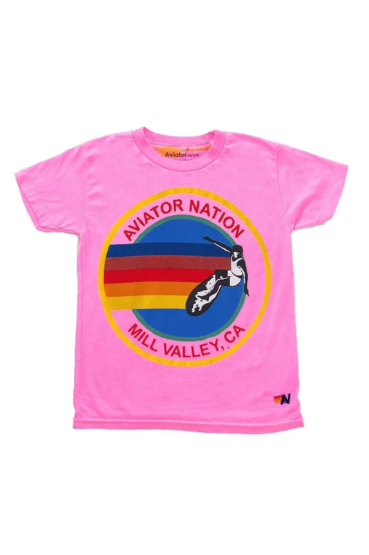 Men's short-sleeve cool rugged-urban-warm-loud-crimson shirt-KID'S AVIATOR NATION MILL VALLEY TEE - NEON PINK