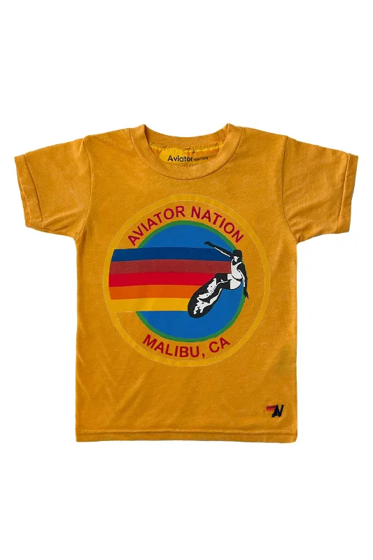 Men's short-sleeve durable sweat-wicking tee-KID'S MALIBU AVIATOR NATION TEE - GOLD