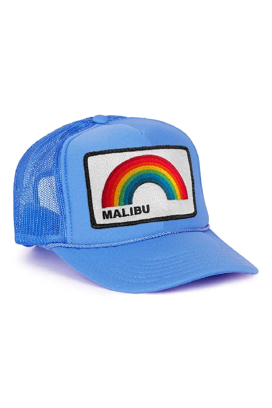 Men's short-sleeve bright new-indigo tee-MALIBU RAINBOW TRUCKER HAT