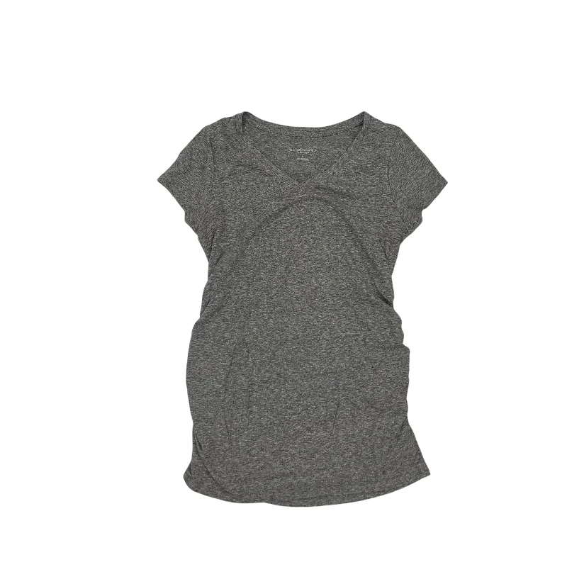 Men's short-sleeve retro plush-scoop-neck top-Mat Top Ss By Liz Lange Maternity In Grey, Size:S