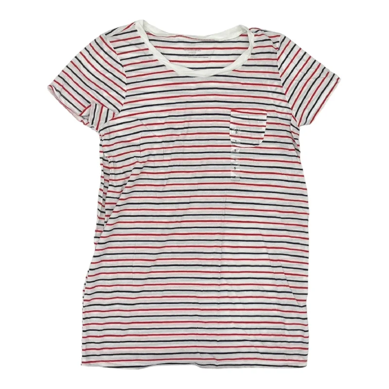 Men's short-sleeve stylish dark-burgundy tee-Mat Top Ss By Motherhood In Striped Pattern, Size:S