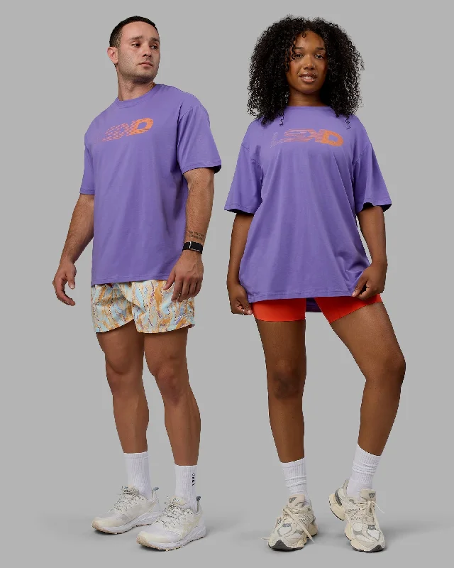 Men's short-sleeve warm stylish-sleek-airy-ultra-light top-Unisex Motion FLXCotton Tee Oversize - Dahlia Purple-Vibrant Orange