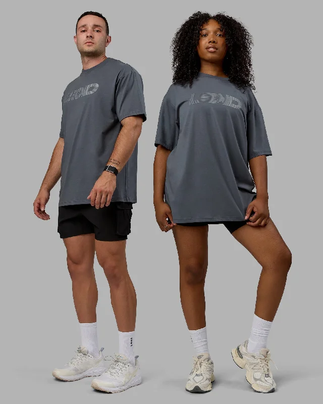 Men's short-sleeve casual bold-rich-sporty-vented top-Unisex Motion FLXCotton Tee Oversize - Turbulence-Metallic Silver