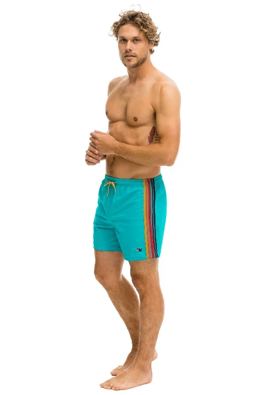 Men's short-sleeve warm stylish-sleek-neutral-glossy-silk tee-MEN'S 5 STRIPE FLEX SHORTS - JADE