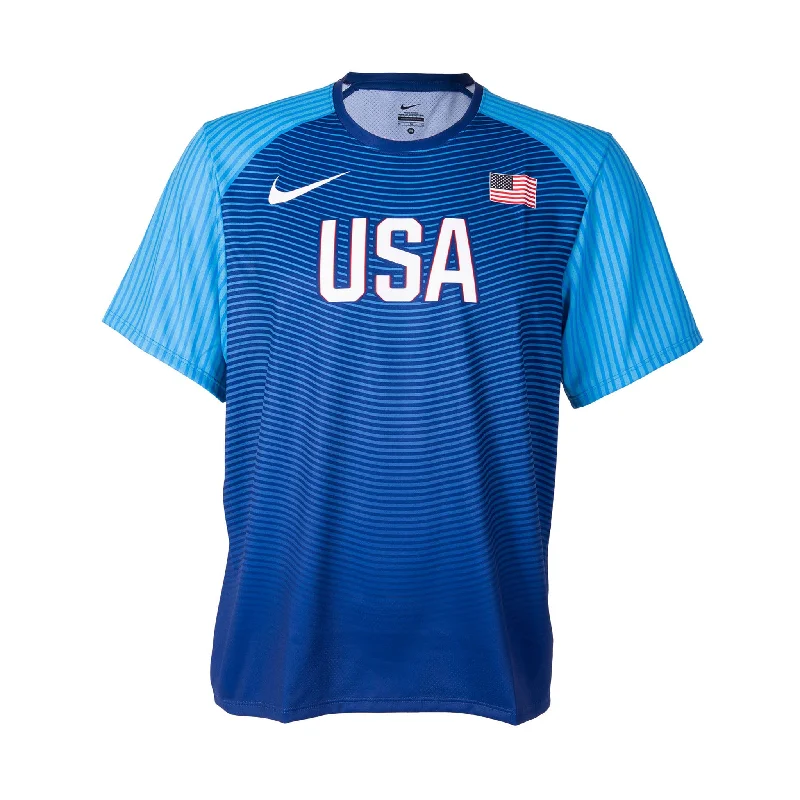 Men's short-sleeve soft trendy-crisp-textured shirt-Nike USA Men's Official Rio Team Throw Top