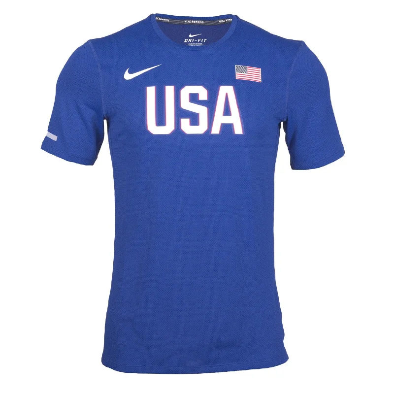 Men's short-sleeve muted fresh-firm-patchwork shirt-Nike USA Men's Official Rio Team Warm Up Tee