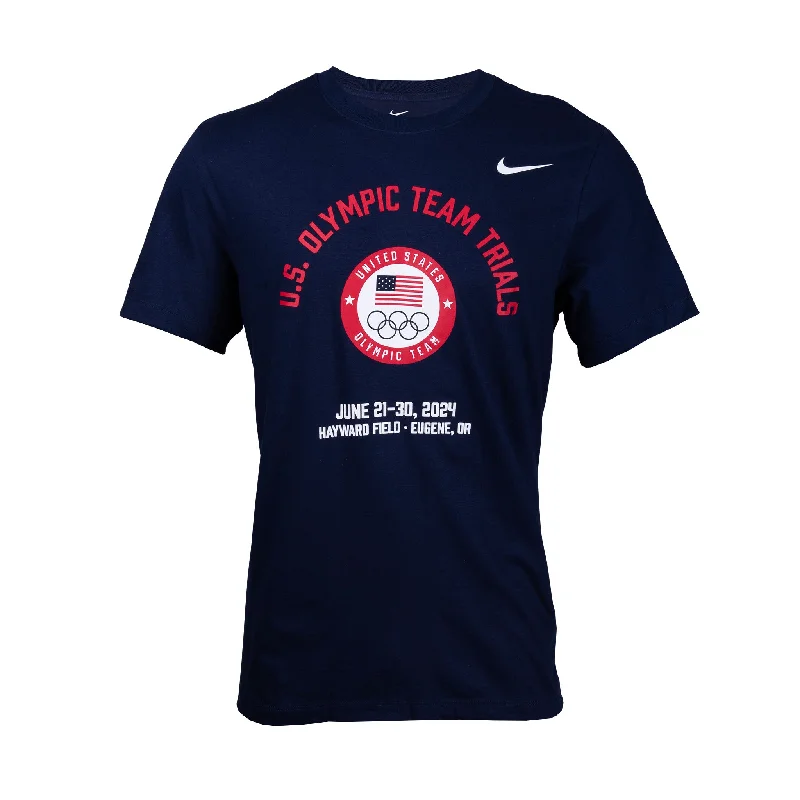 Men's short-sleeve warm stylish-sharp-gray tee-Nike USATF 2024 U.S. Olympic Team Trials Logo T-Shirt