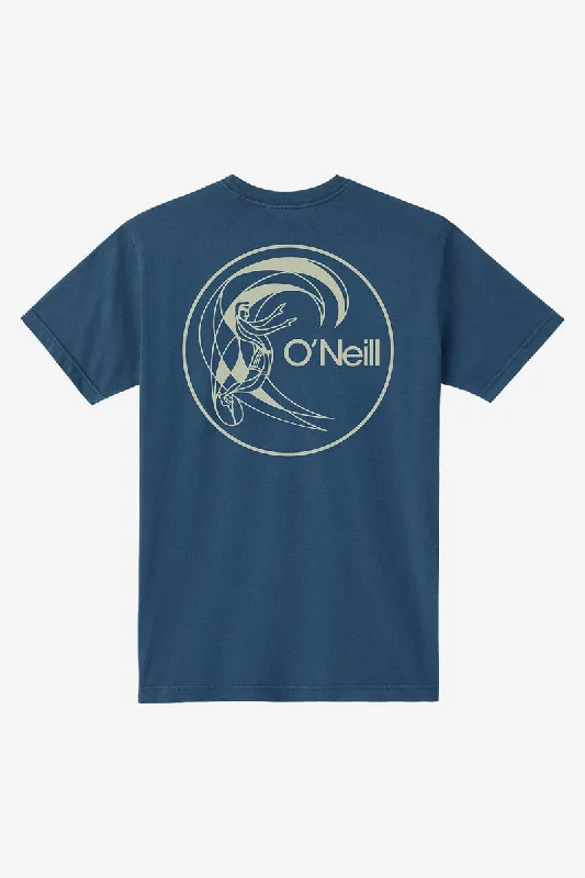 Men's short-sleeve vibrant tropical-retro-cool-free-tribal top-O'Neill Classic Circle Surfer Tee-Heather Navy