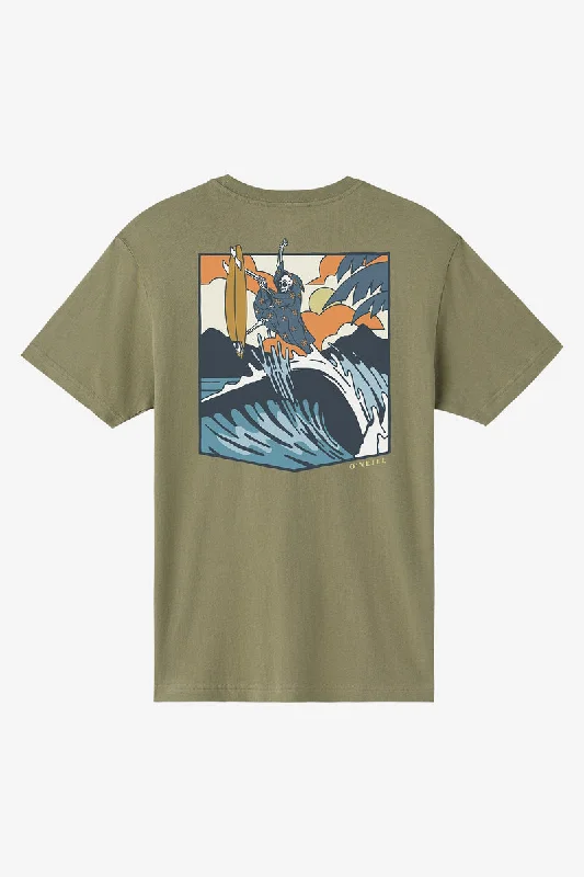 Men's short-sleeve fresh modern-vibrant-tropical-retro-canoeing top-O'Neill Nosepick Tee-Deep Lichen Green