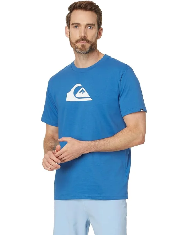 Men's short-sleeve fair-trade jute shirt-Quiksilver Comp Logo Tee-Star Sapphire