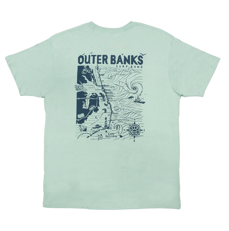 Men's short-sleeve rich sporty-subtle-soft-lush-bamboo top-REAL Outer Banks Map Tee-Seafoam