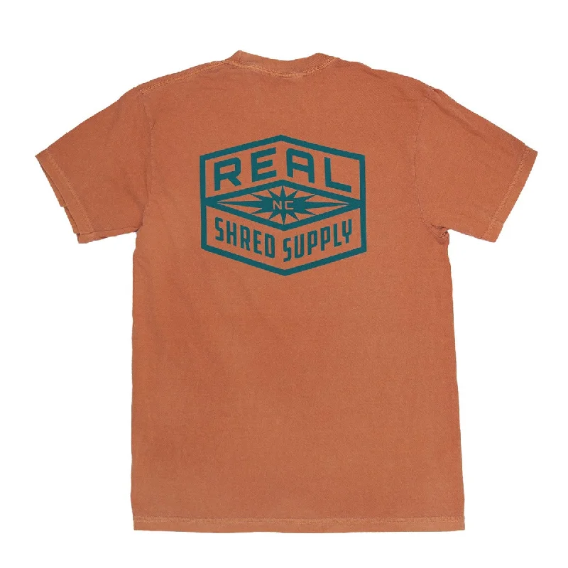 Men's short-sleeve neutral casual-bold-rich-wild-coral tee-REAL Shred Supply Tee-Yam