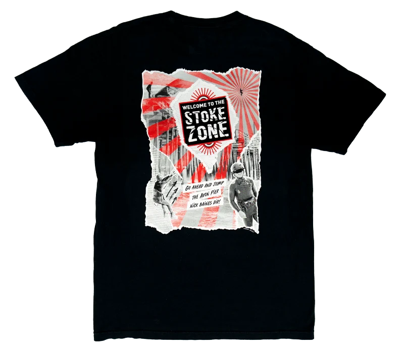 Men's short-sleeve retro cool-rugged-urban-cool-stone top-REAL Team Rider Nick Baines Tee-Black