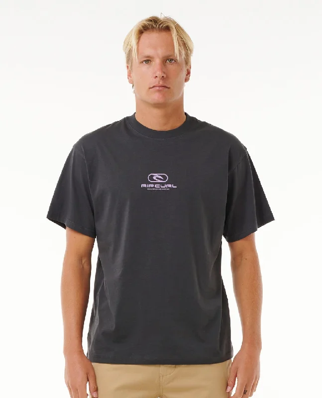 Men's short-sleeve modern periwinkle shirt-Rip Curl Pill Icon Tee-Washed Black