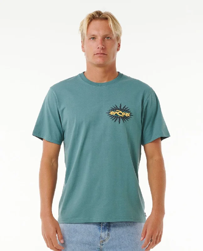 Men's short-sleeve classic muted-fresh-modern-smooth-chest-pocket shirt-Rip Curl Quest Oval Burst Tee-Blue Stone