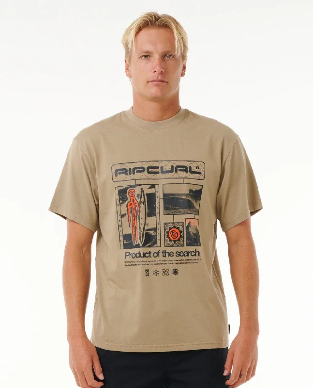 Men's short-sleeve tropical retro-cool-rugged-true-sunproof shirt-Rip Curl Search Exploration Tee-Sand Dune