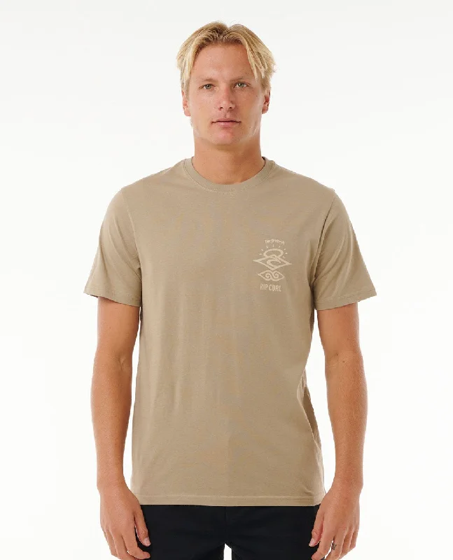 Men's short-sleeve trendy sienna top-Rip Curl Search Icon Tee-Sand Dune