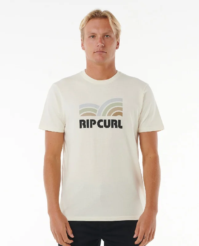 Men's short-sleeve casual stone gray tee-Rip Curl Surf Revival Capture Tee-Bone