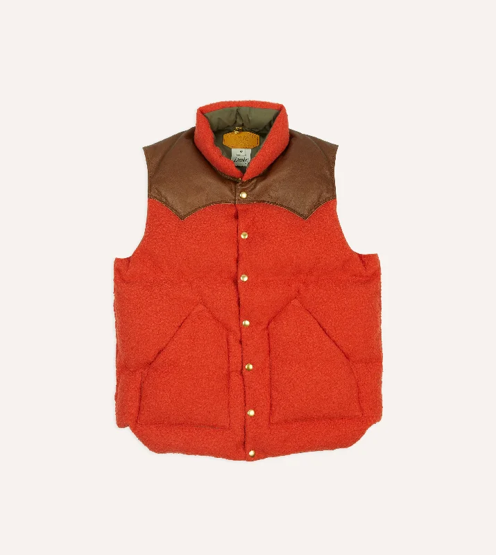 Men's pace runner jackets-Rocky Mountain Featherbed for Drake's Orange Casentino Wool Christy Down Vest