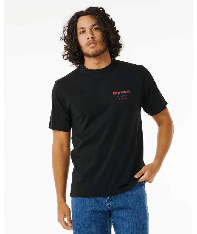 Men's short-sleeve bold electric-blue top-Rip Curl Reel It In Tee-Black