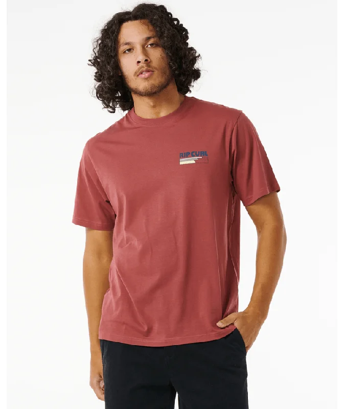 Men's short-sleeve retro icy-blue top-Rip Curl Surf Revival Line Up Tee-Apple Butter