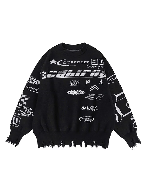 Thesupermade Ripped Racing Sweater