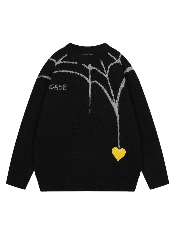 Thesupermade Spider&Heart Knit Crew Neck Sweater