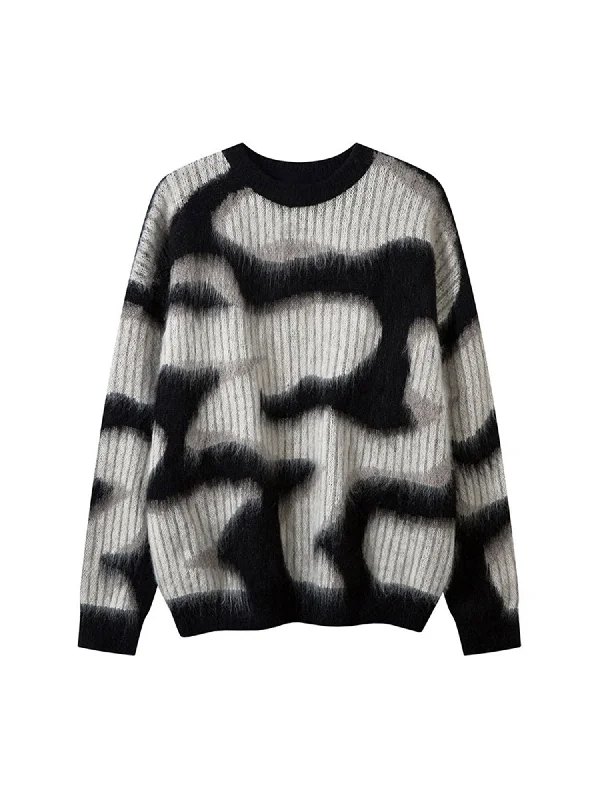 Thesupermade Abstract Mohair Crew Neck Sweater