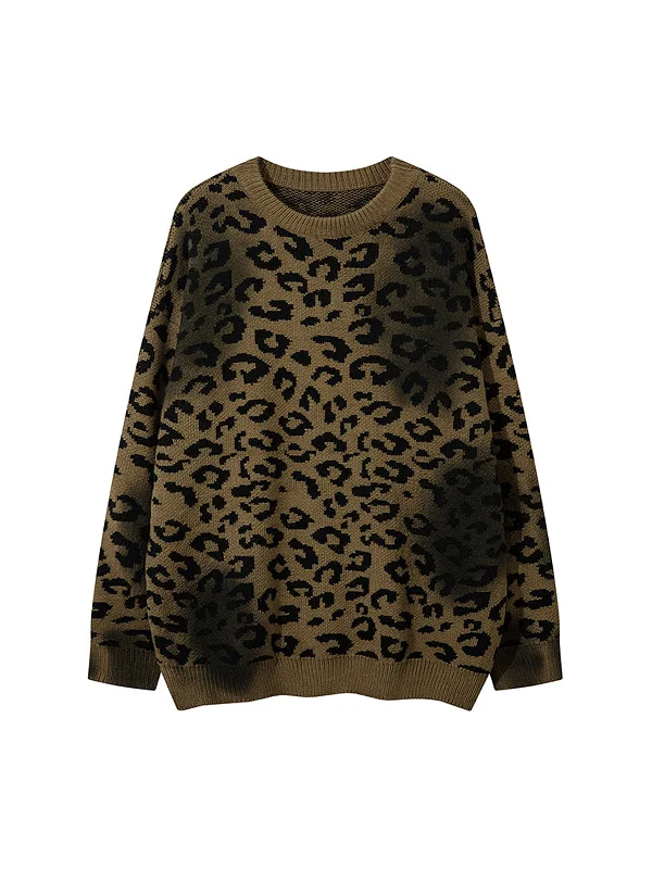 Thesupermade Tie-dye Cheetah Jacquard Sweater