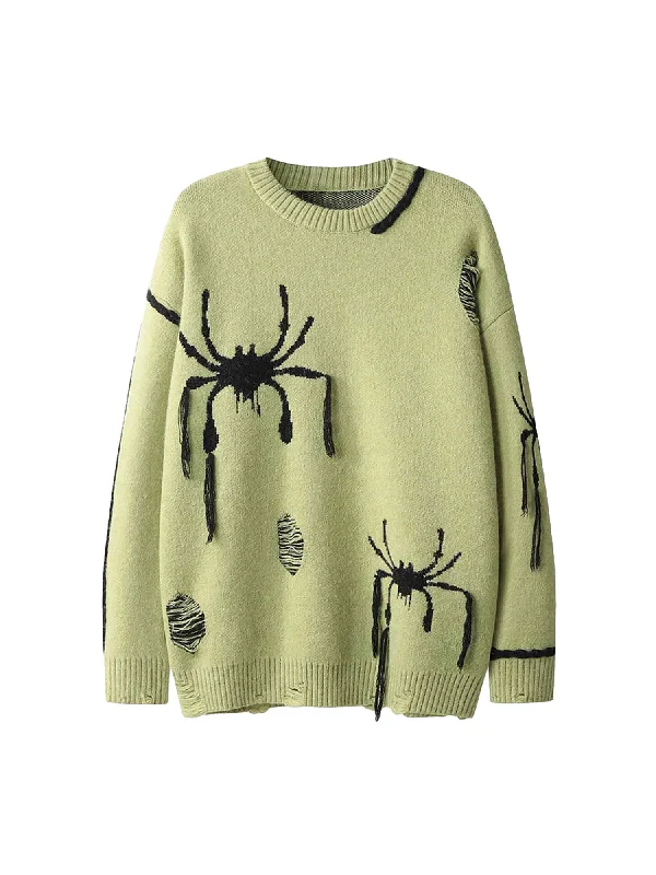 Thesupermade Spider Distressed Oversized Sweater