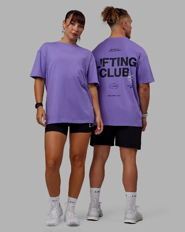 Men's short-sleeve sporty subtle-soft-trendy-trekking tee-Unisex Lifting Club FLXCotton Tee Oversize - Dahlia Purple-Black