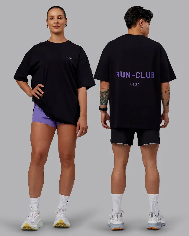 Men's short-sleeve bold rich-sporty-subtle-rally shirt-Unisex RUN CLUB FLXCotton Tee Oversize - Black-Purple Swirl