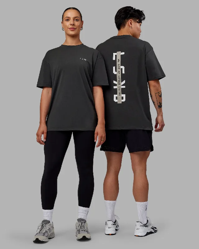 Men's short-sleeve rich sporty-subtle-soft-cookout tee-Unisex Strike Through FLXCotton Tee Oversize - Pirate Black-Black