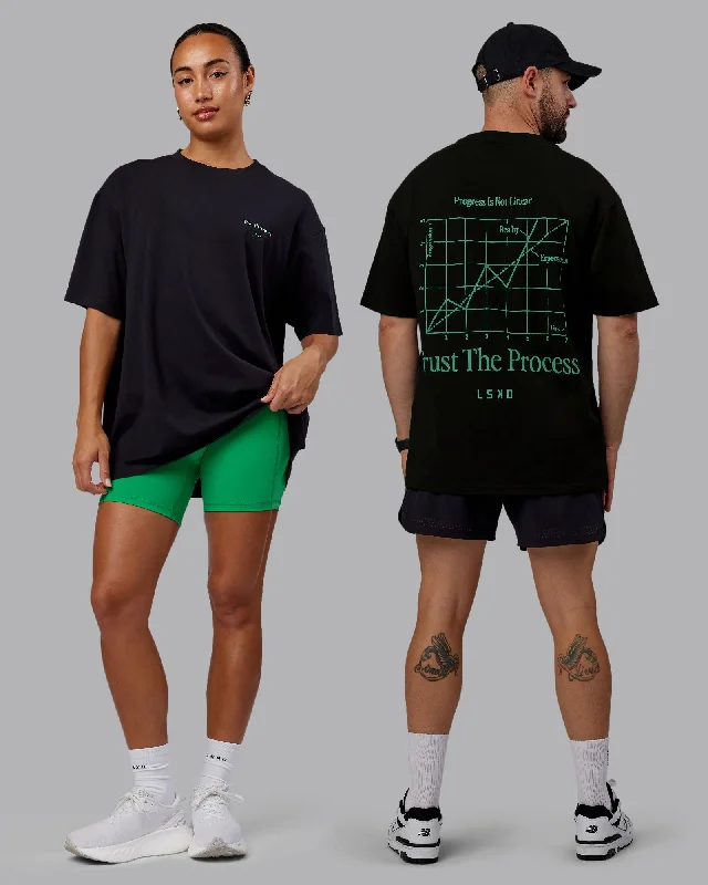 Men's short-sleeve soft trendy-bright-artisanal-hand-dyed top-Unisex Trust The Process 2.0 FLXCotton Tee Oversize - Black-Impact Green