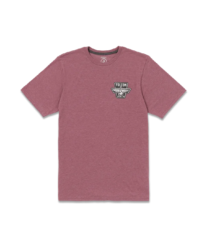 Men's short-sleeve durable sweat-wicking tee-Volcom Wing It Tee-Oxblood Heather