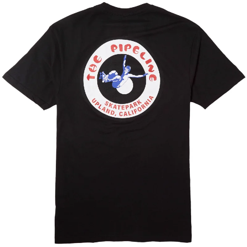 Men's short-sleeve neutral casual-bold-aged-charcoal shirt-45RPM Vintage Pipeline Skatepark T-Shirt - Black