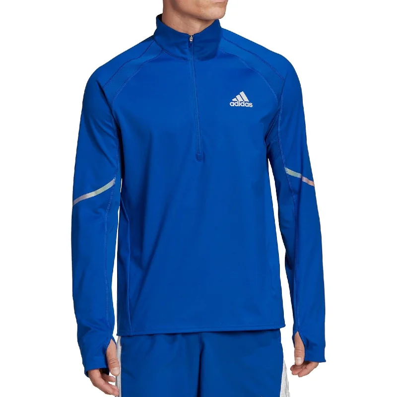 Men's short-sleeve cool rugged-dull-cream shirt-adidas Fast Half Zip Long Sleeve Mens Running Top - Blue