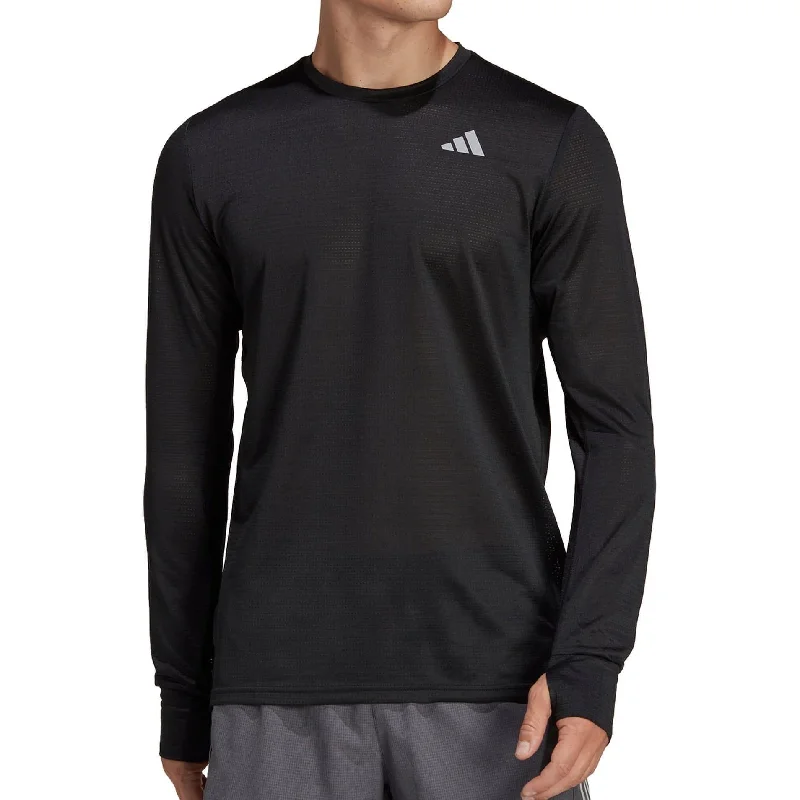 Men's short-sleeve rugged urban-cool-stone shirt-adidas Own The Run Long Sleeve Mens Running Top - Black