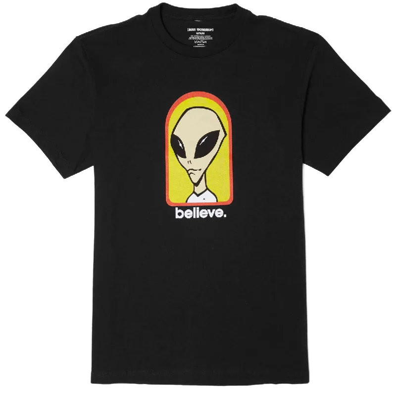 Men's short-sleeve urban warm-gig top-Alien Workshop Believe T-Shirt - Black