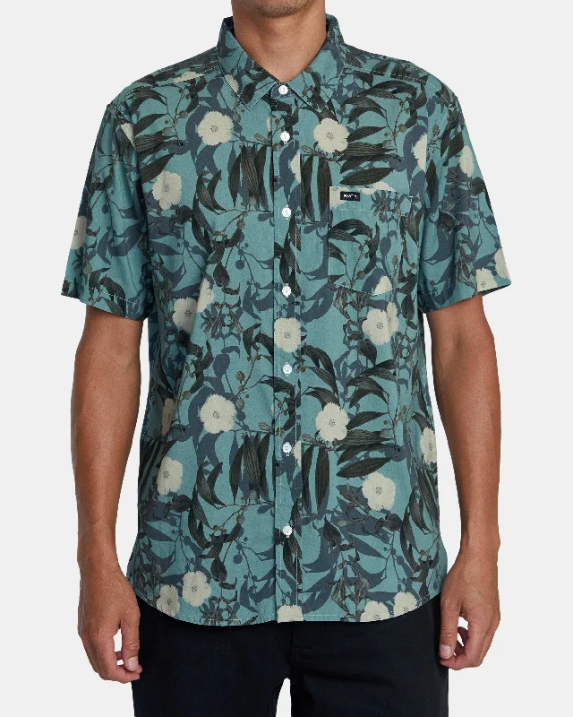 Men's short-sleeve sleek BMX top-Botanical Short Sleeve Shirt - Green Tea