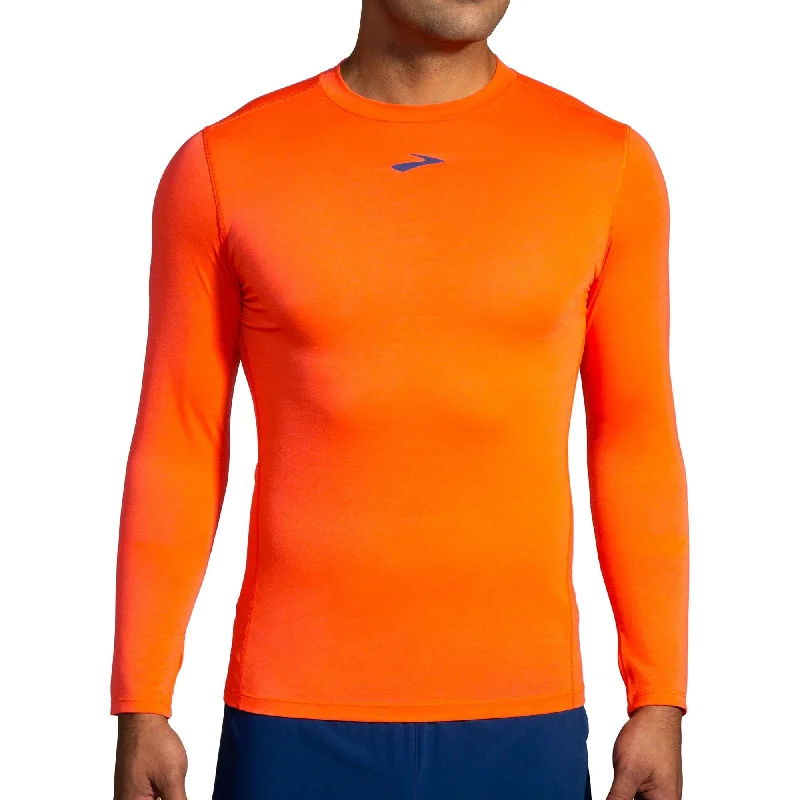 Men's short-sleeve subtle loud-neon shirt-Brooks High Point Long Sleeve Mens Running Top - Orange